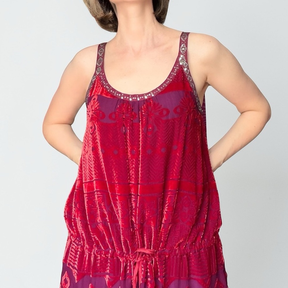 Free People Embroidered Silk-Blend Racerback Dress – Size 6 - Picture 5 of 16